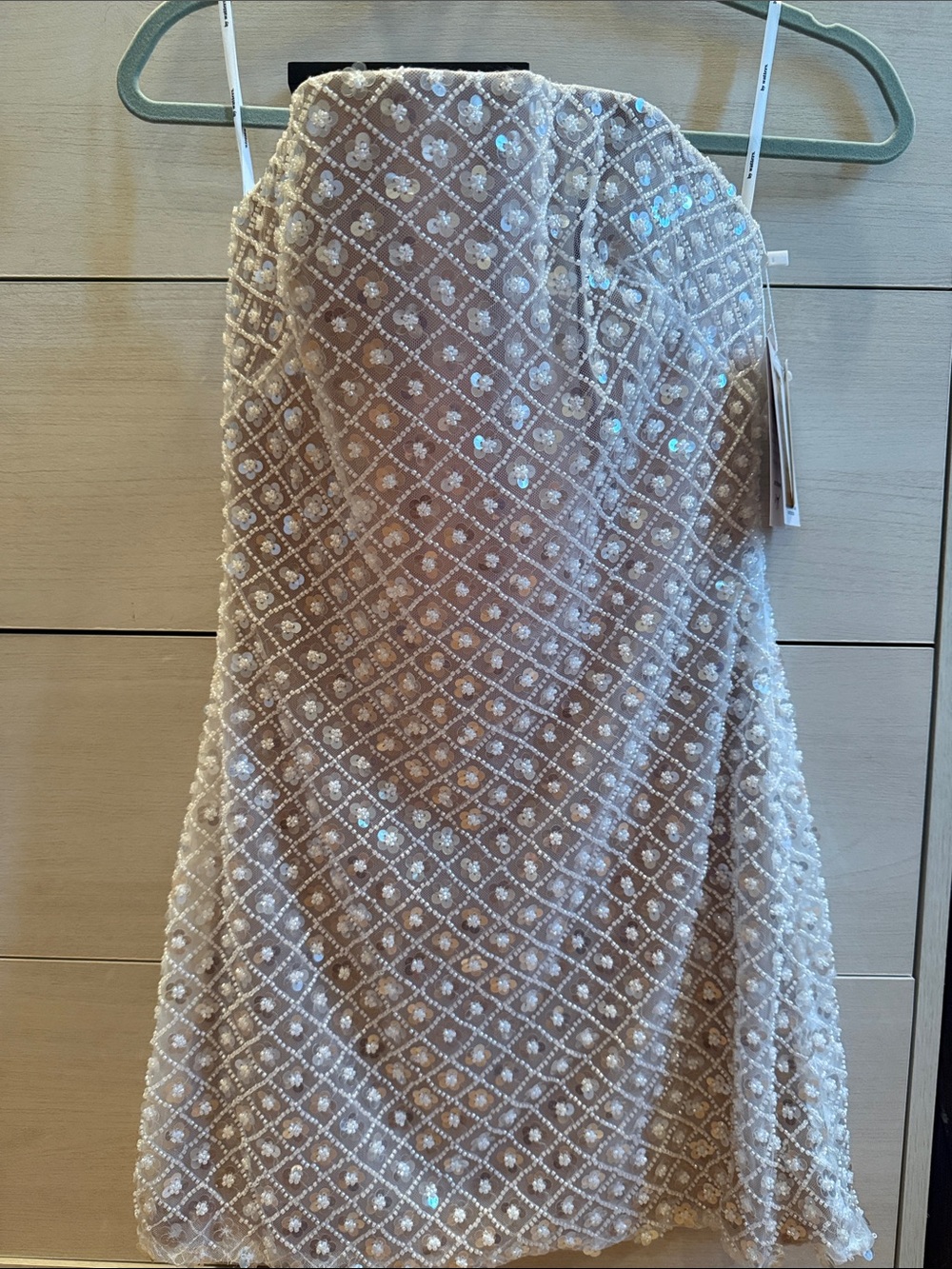 Ivory Sequin A-Line Strapless Dress